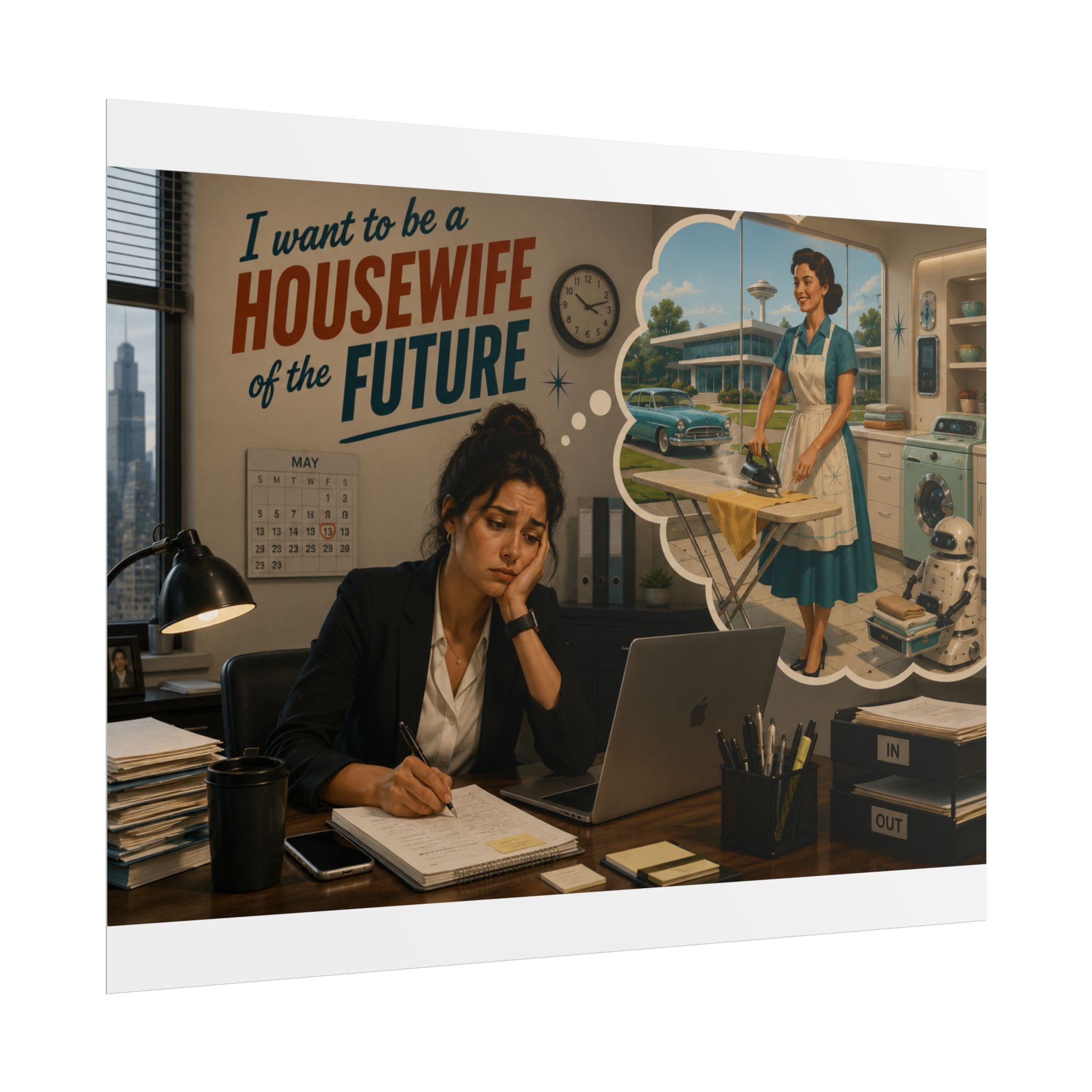 Rolled Poster — "I Want to Be a Housewife of the Future" Retro-Futurist Office Art Print