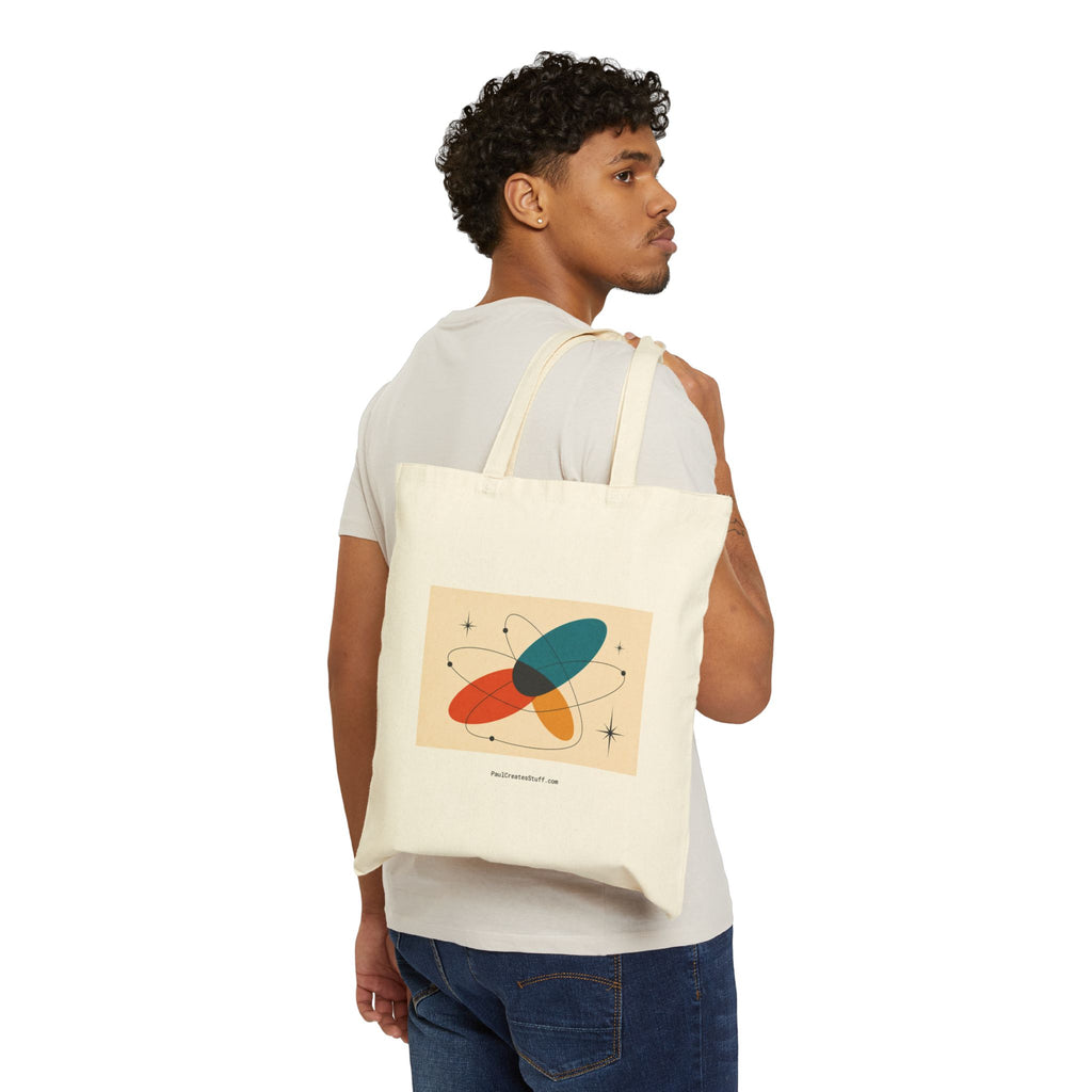 Canvas Tote Bag — Retro Atomic Art Print Beach House Design