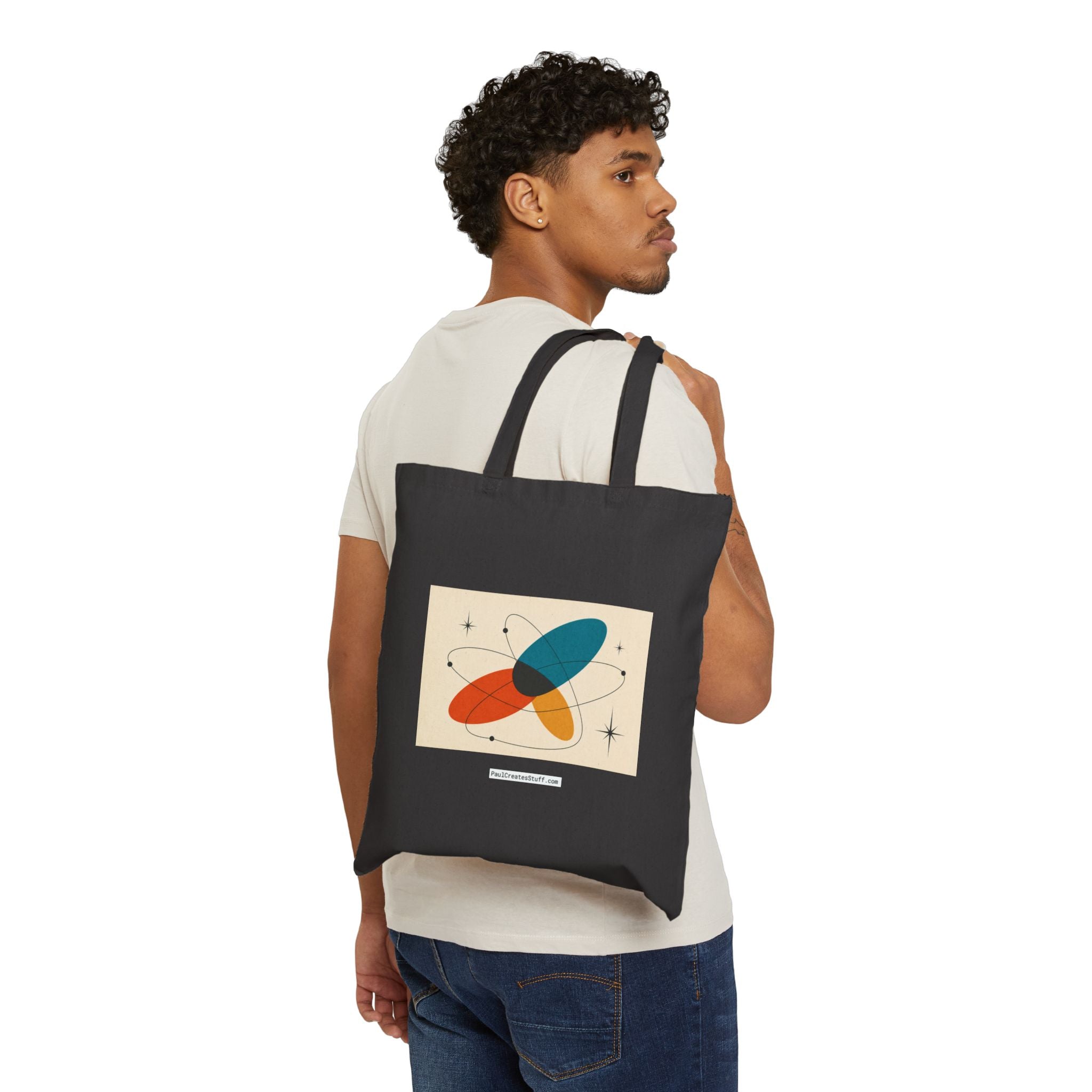 Canvas Tote Bag — Retro Atomic Art Print Beach House Design