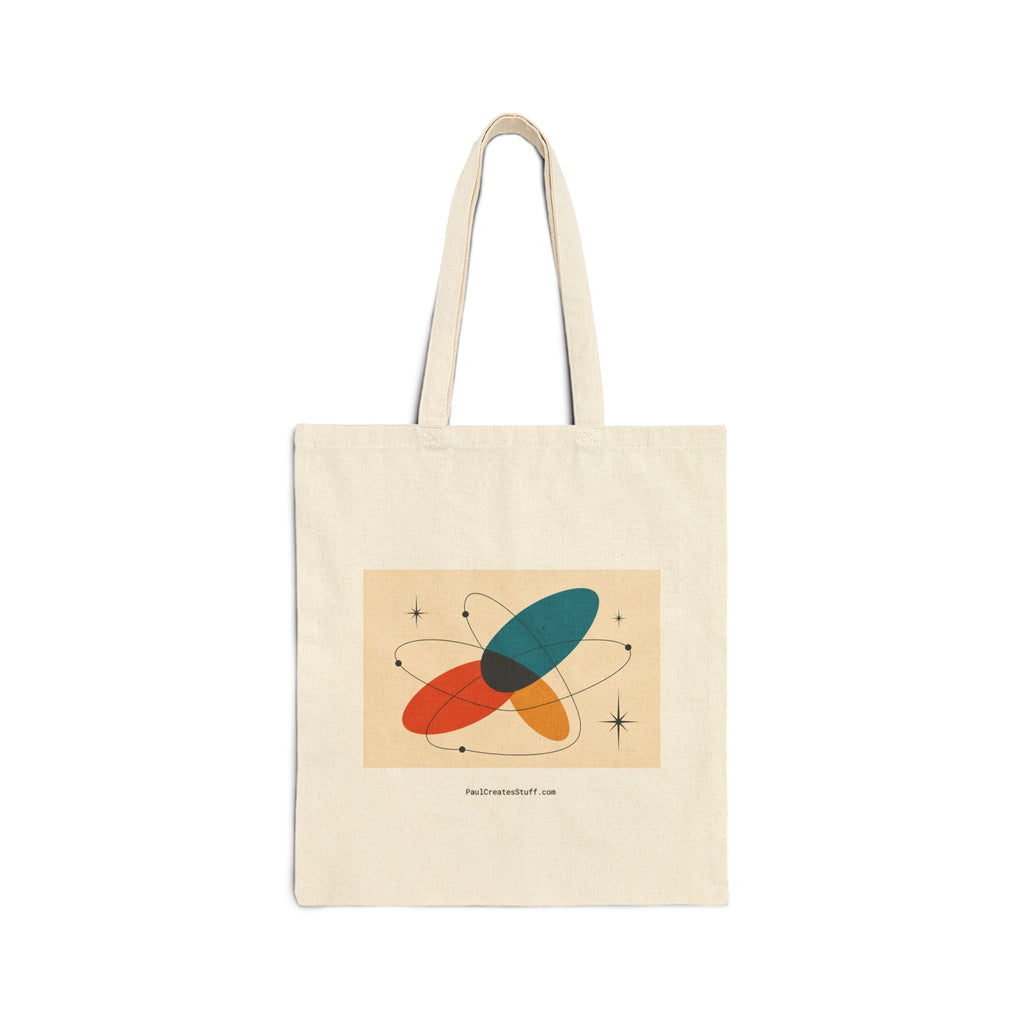 Canvas Tote Bag — Retro Atomic Art Print Beach House Design