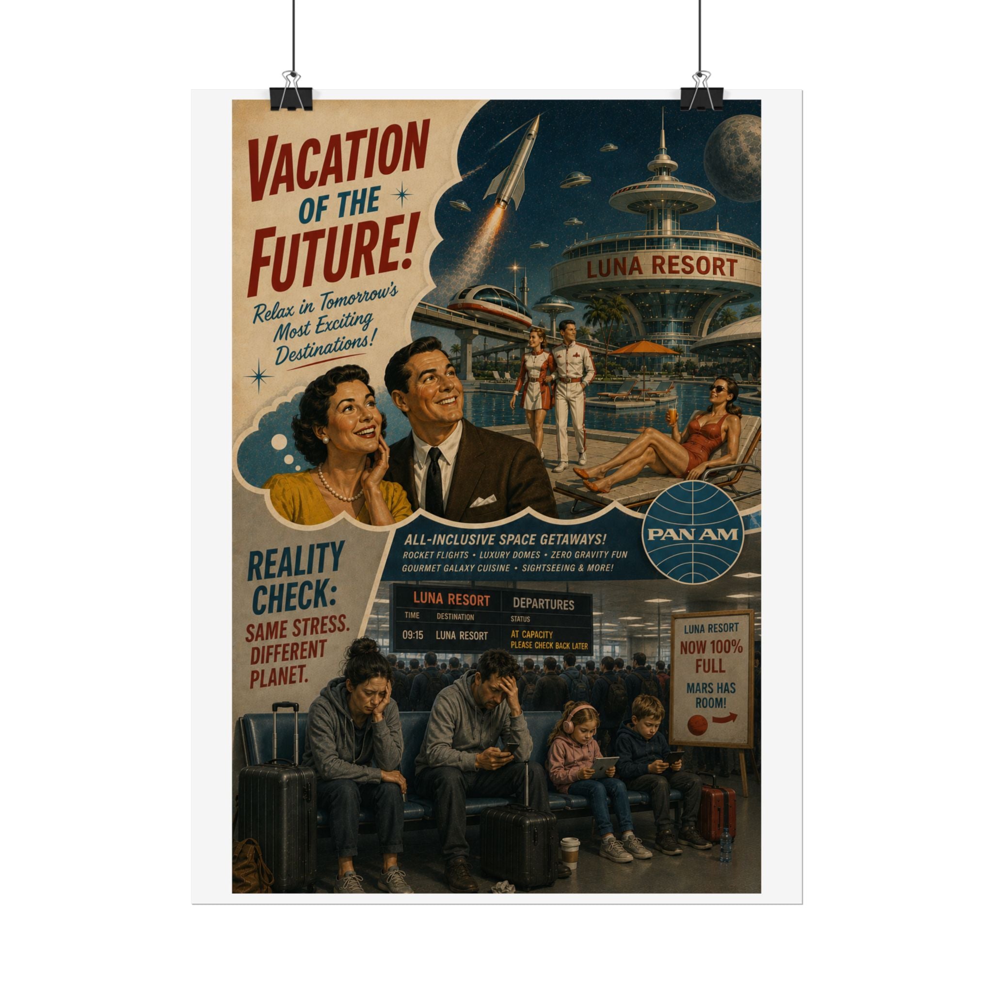 Vacation of the Future Retro Travel Poster – Rolled Wall Art