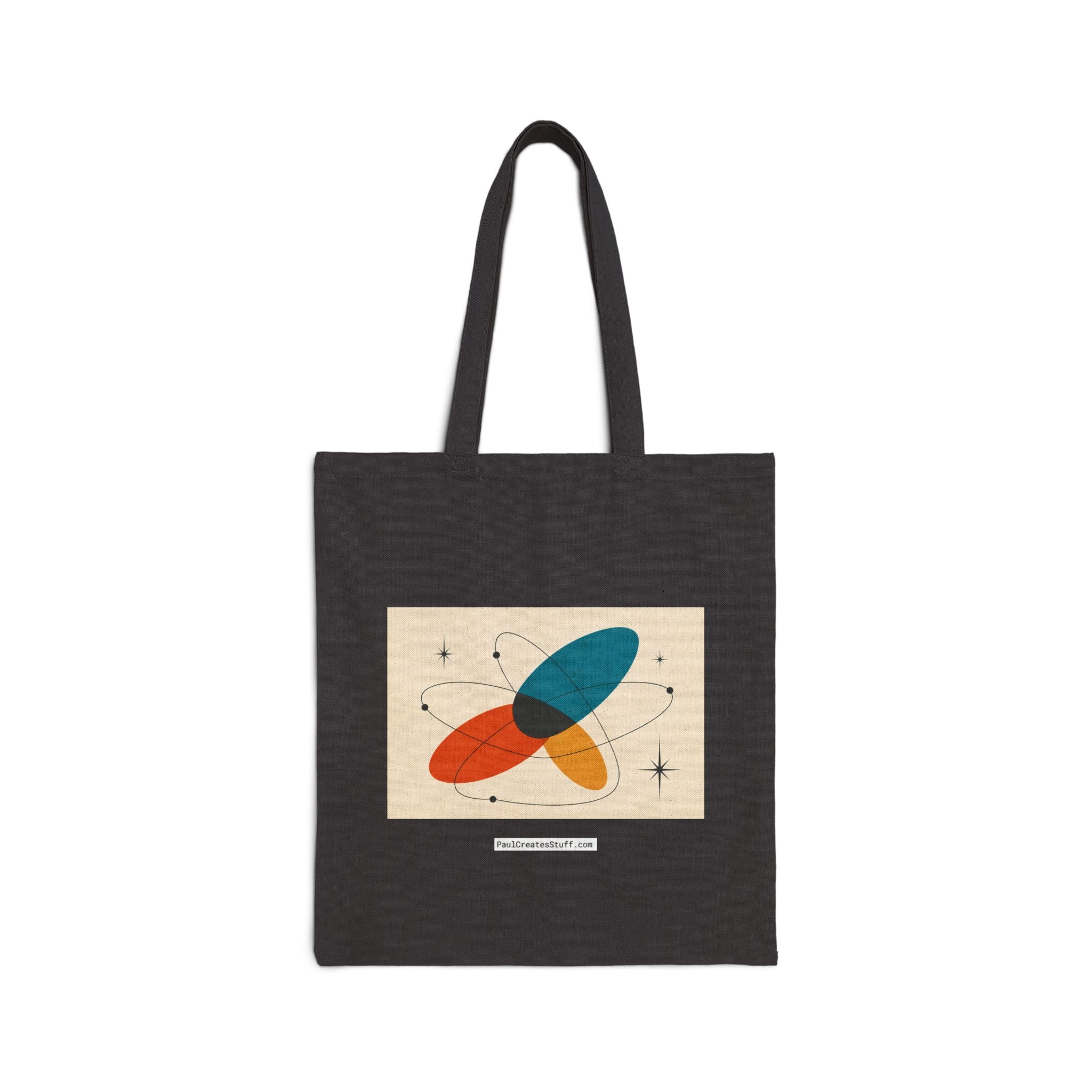 Canvas Tote Bag — Retro Atomic Art Print Beach House Design