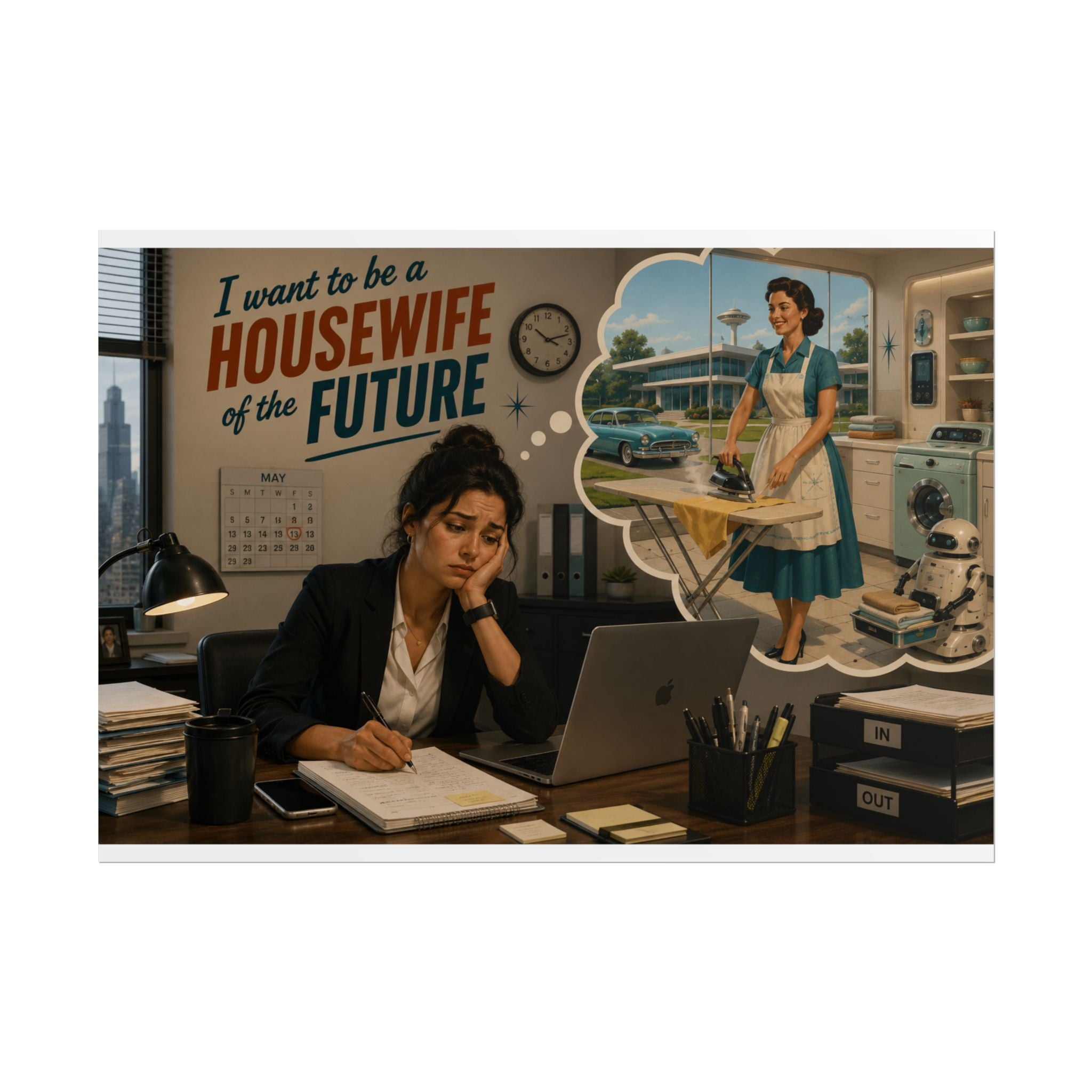 Rolled Poster — "I Want to Be a Housewife of the Future" Retro-Futurist Office Art Print