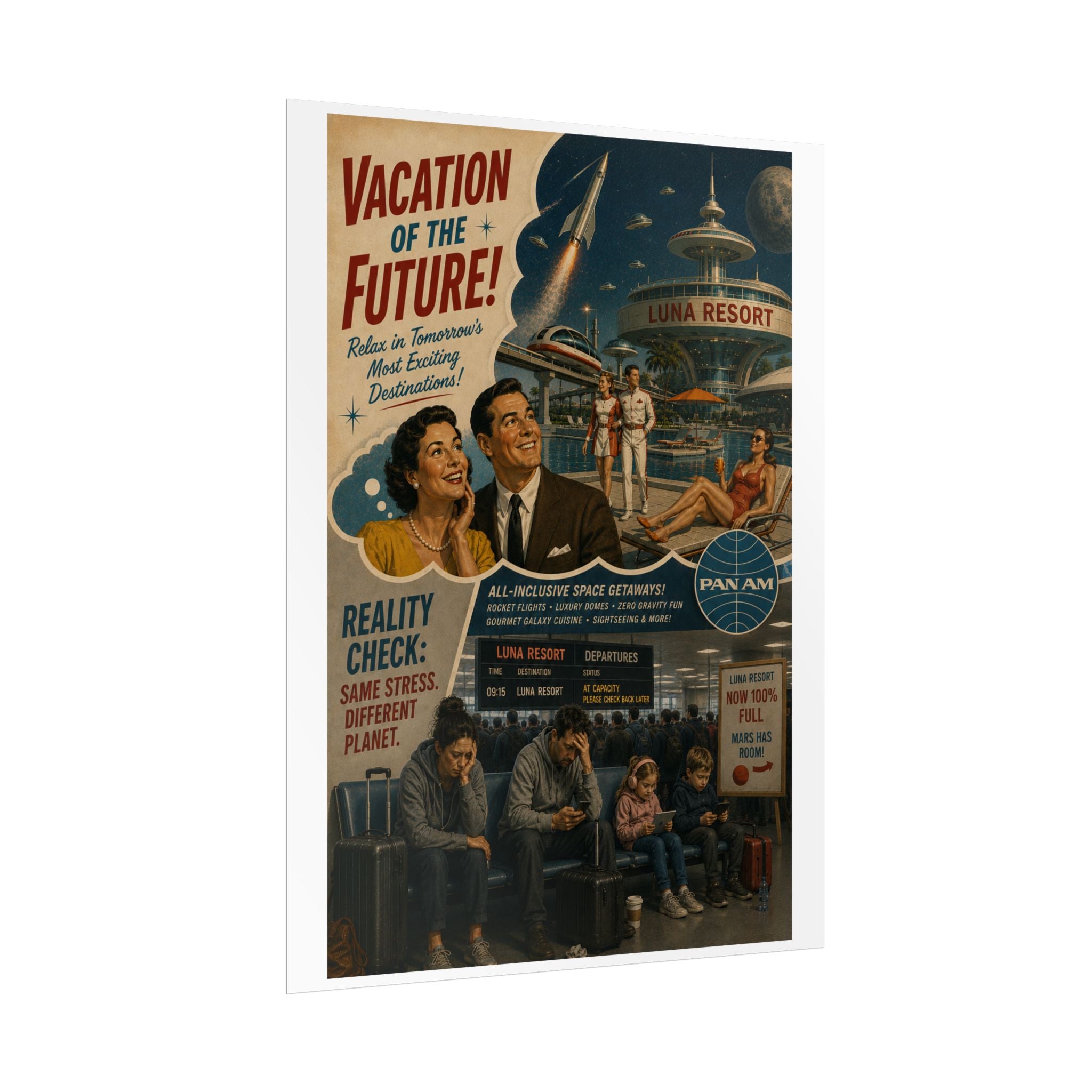 Vacation of the Future Retro Travel Poster – Rolled Wall Art